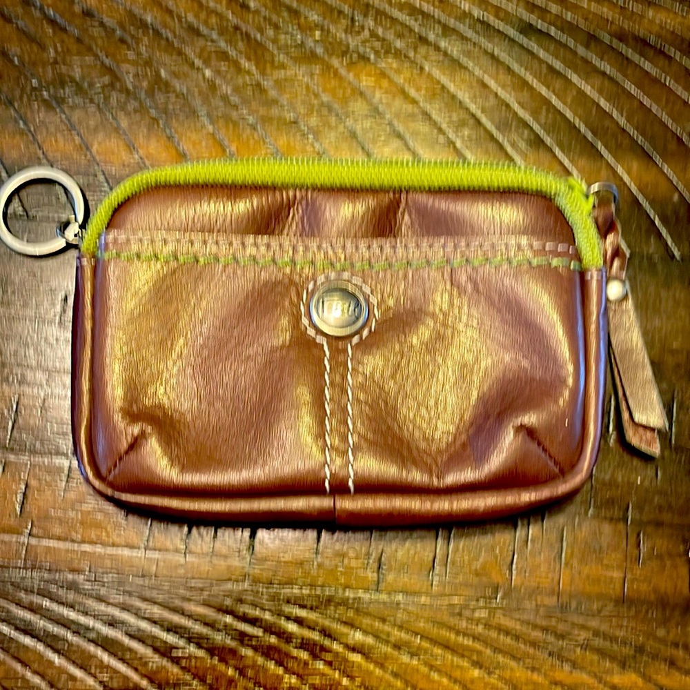 Fossil Brown Leather Wallet with Green Accents